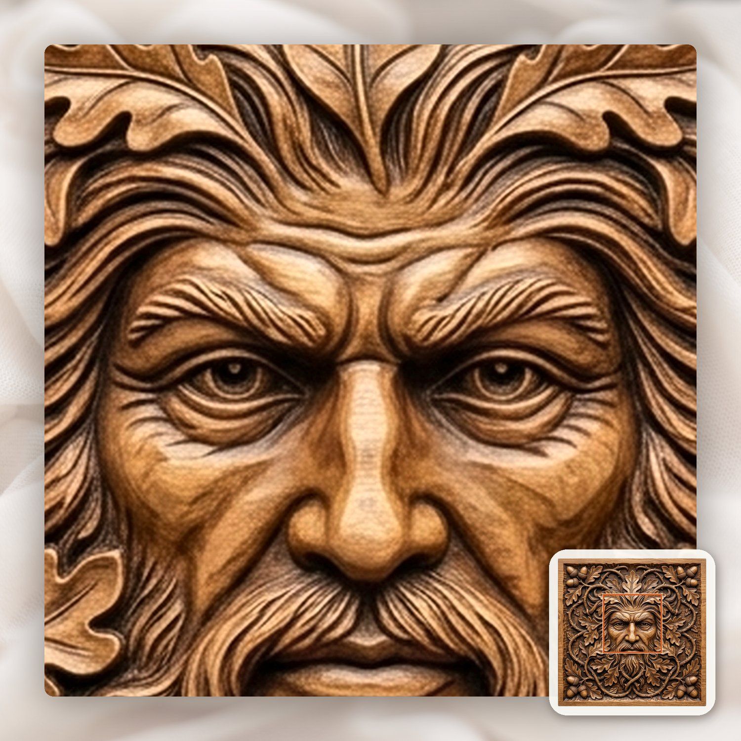 Green Man Forest Spirit Oak Leaf CNC Relief STL bas-relief STL — view 10