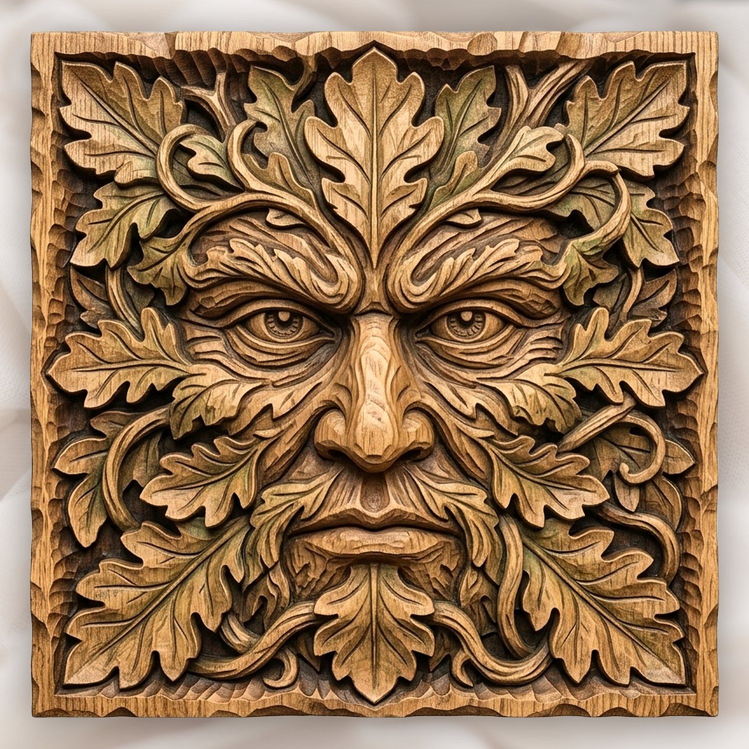 Green Man Forest Spirit Oak Leaf CNC Relief STL bas-relief STL design