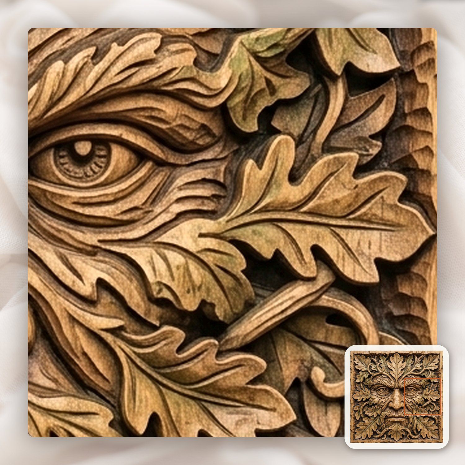 Green Man Forest Spirit Oak Leaf CNC Relief STL bas-relief STL — view 11