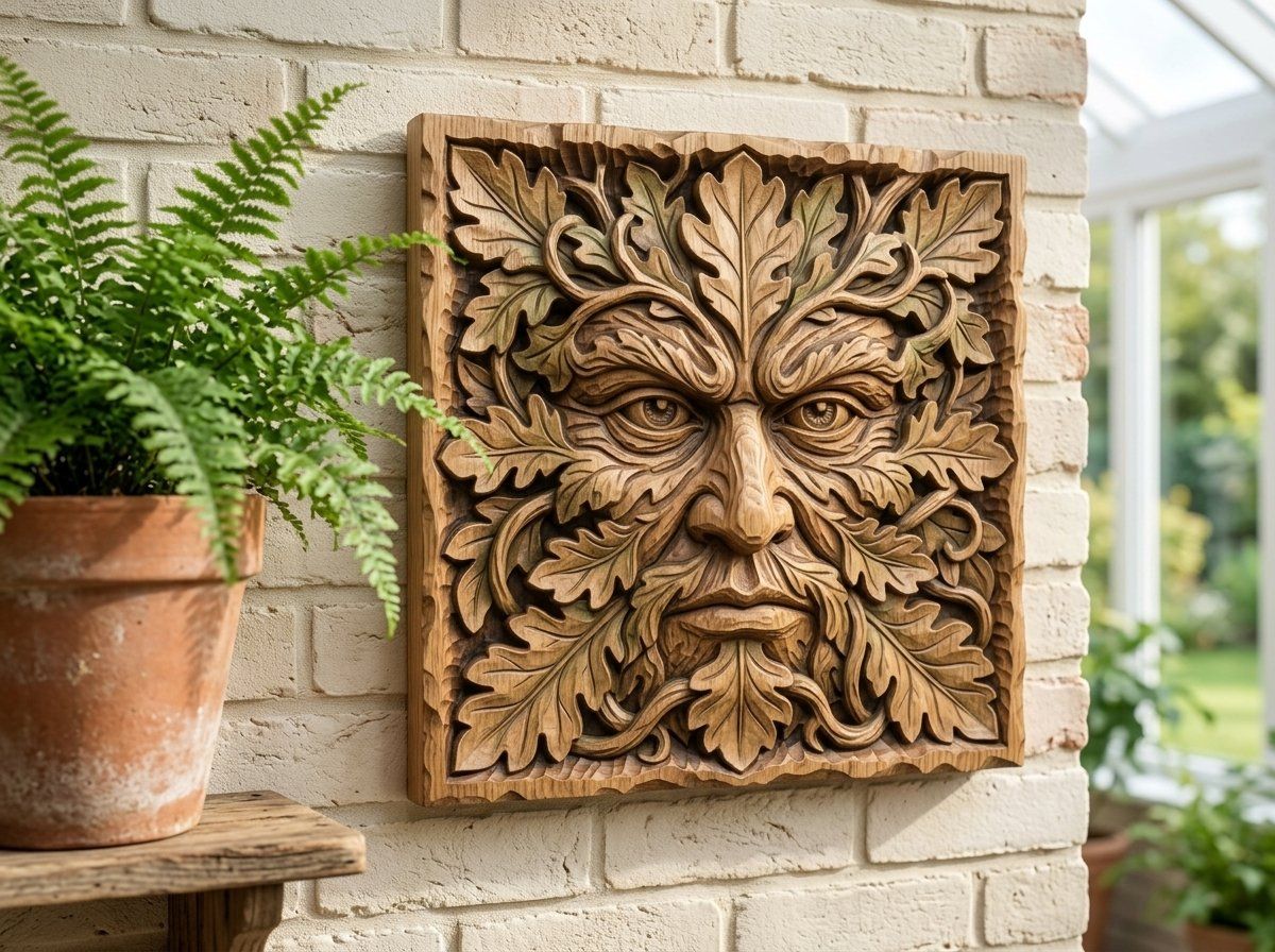 Green Man Forest Spirit Oak Leaf CNC Relief STL bas-relief STL — view 13