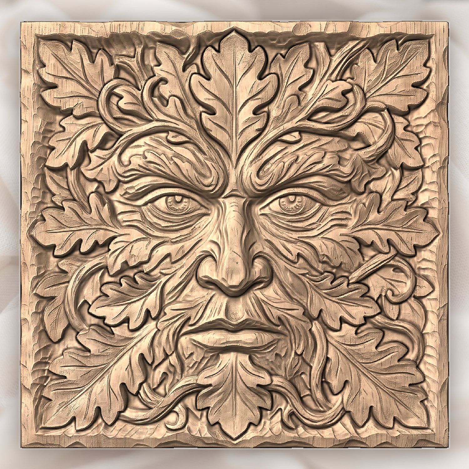 Green Man Forest Spirit Oak Leaf CNC Relief STL bas-relief STL — view 4