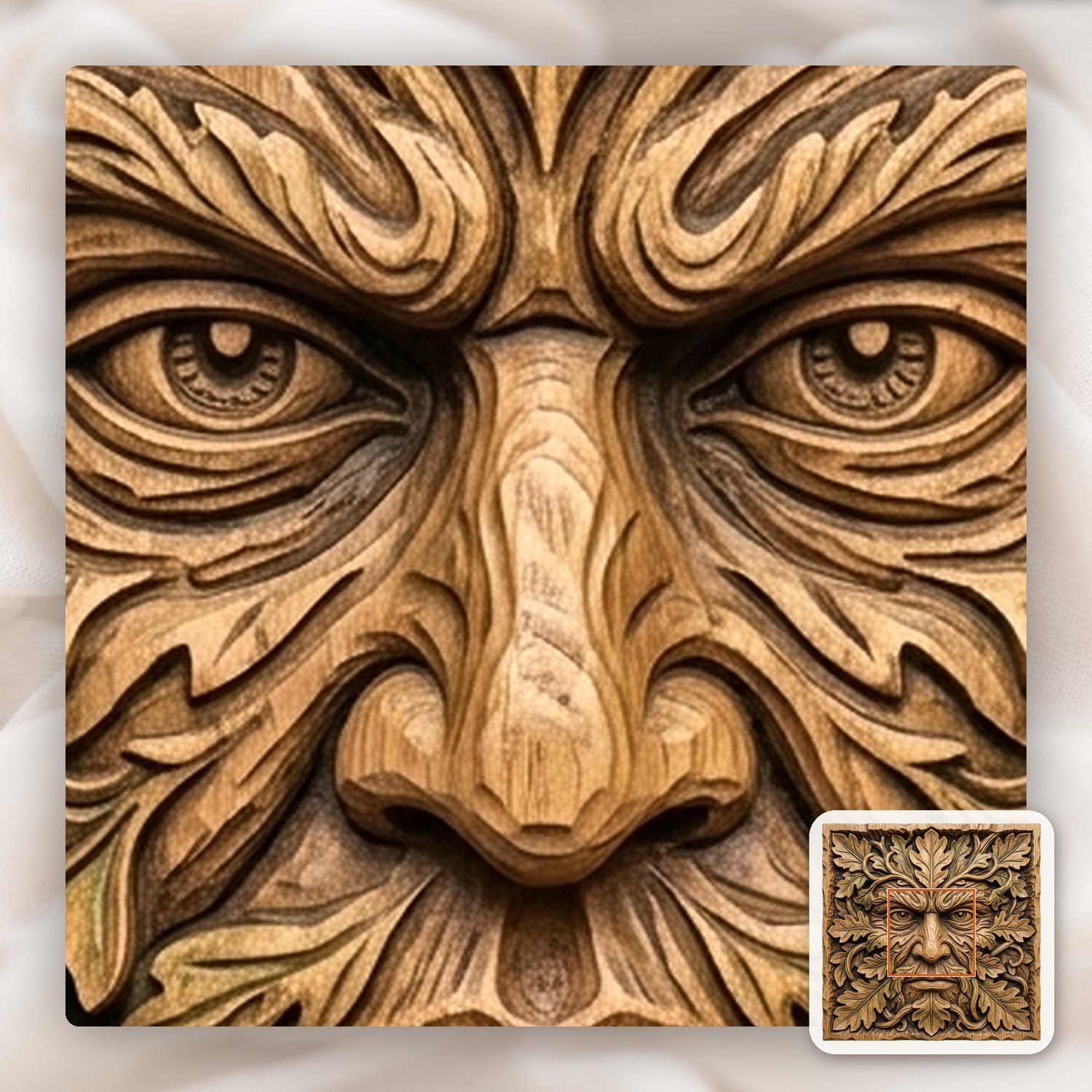 Green Man Forest Spirit Oak Leaf CNC Relief STL bas-relief STL — view 10