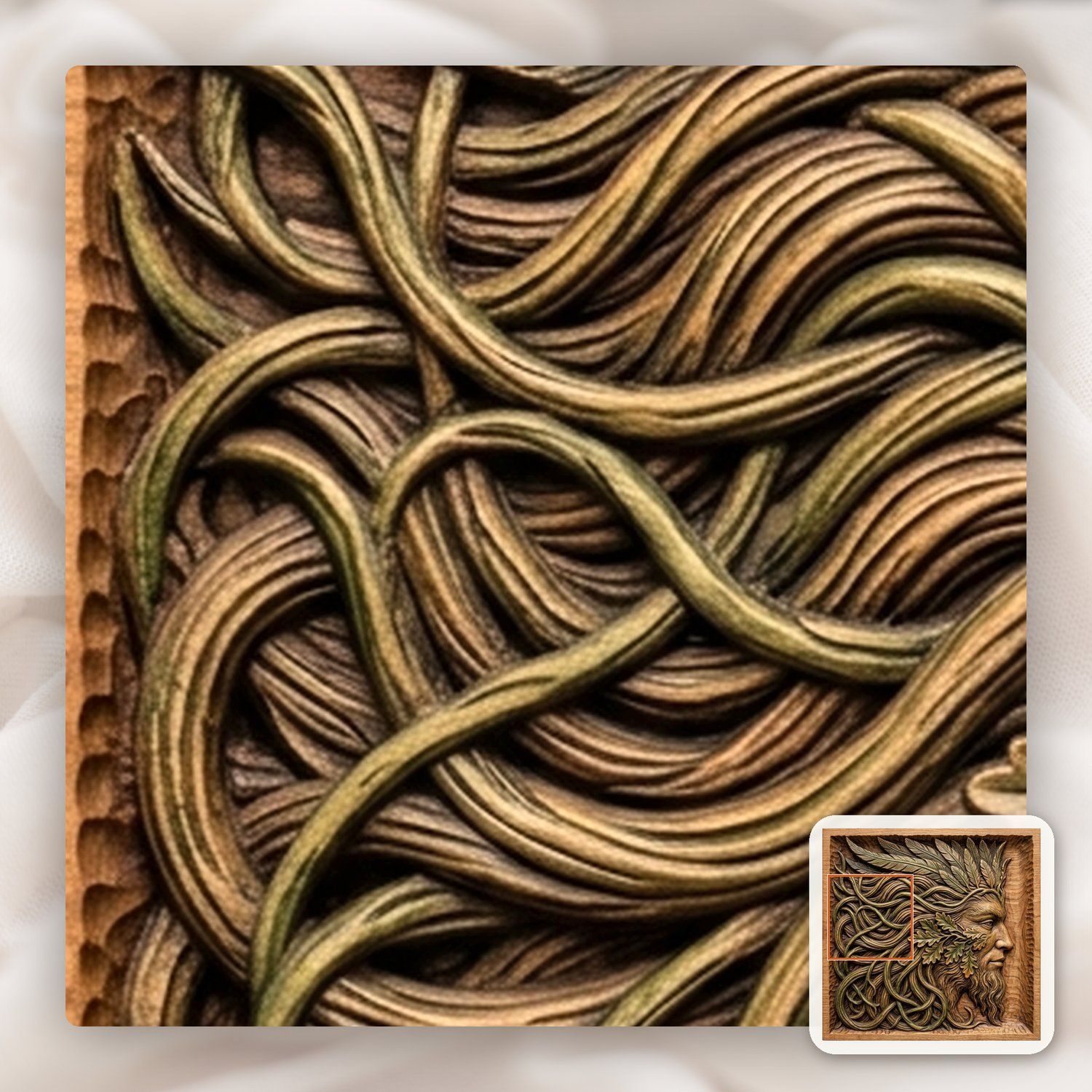 Green Man Forest Spirit Oak Leaves CNC Relief STL bas-relief STL — view 11