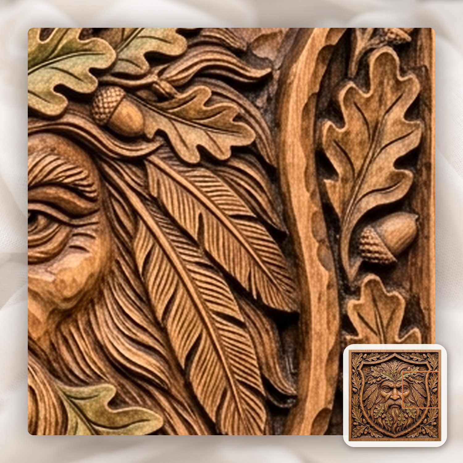 Green Man Forest Spirit Shield CNC Relief STL bas-relief STL — view 11