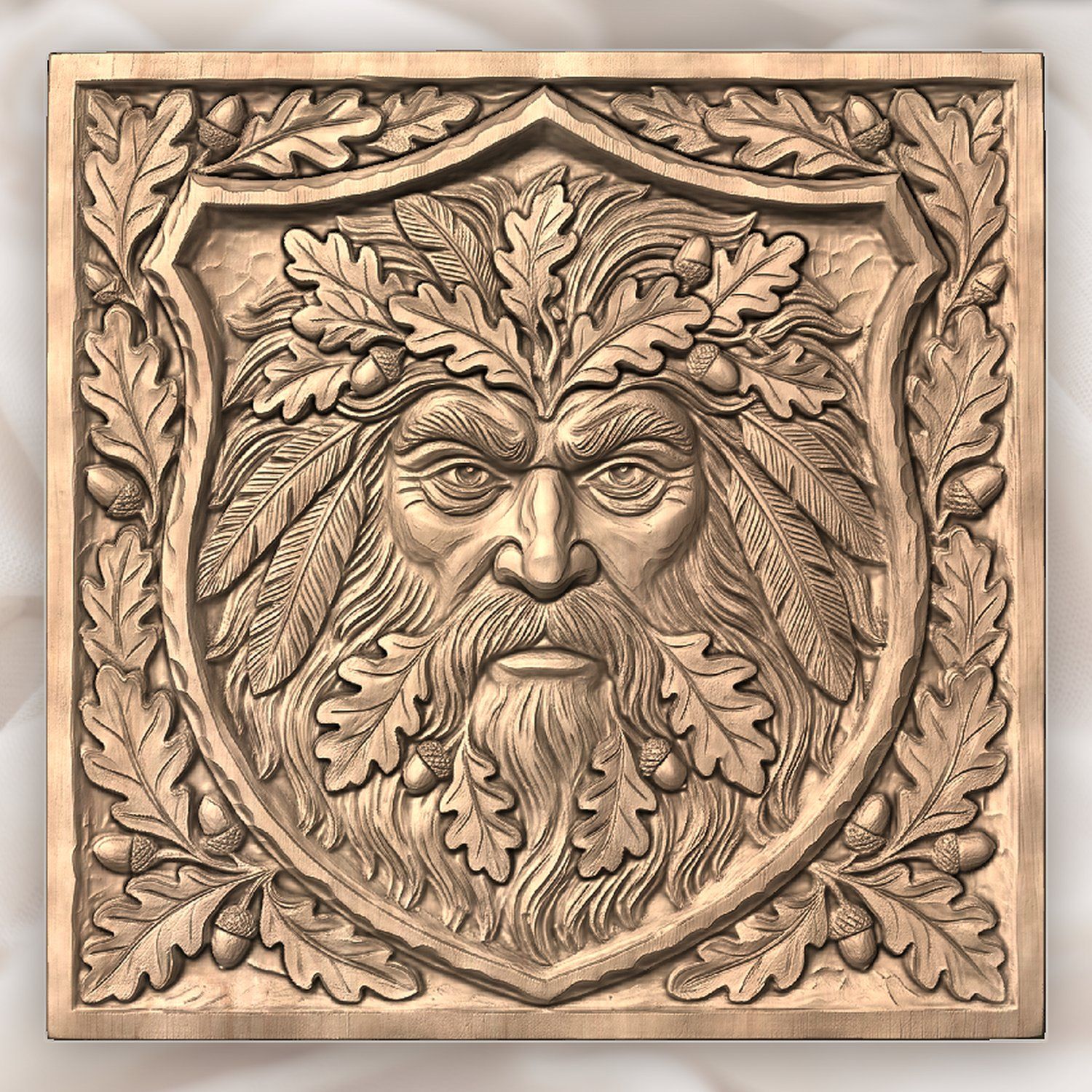 Green Man Forest Spirit Shield CNC Relief STL bas-relief STL — view 4