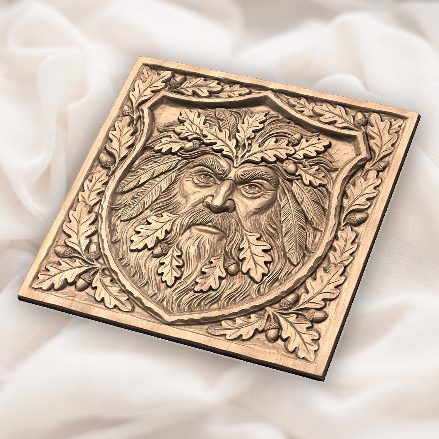 Green Man Forest Spirit Shield CNC Relief STL bas-relief STL — view 5