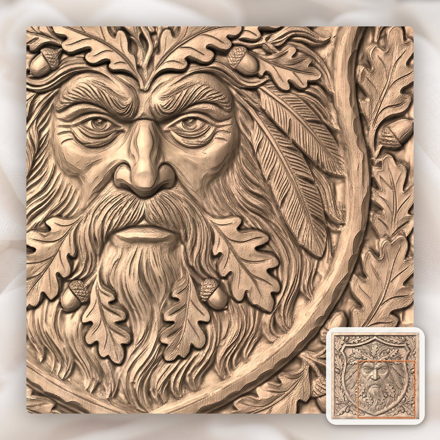 Green Man Forest Spirit Shield CNC Relief STL bas-relief STL — view 9