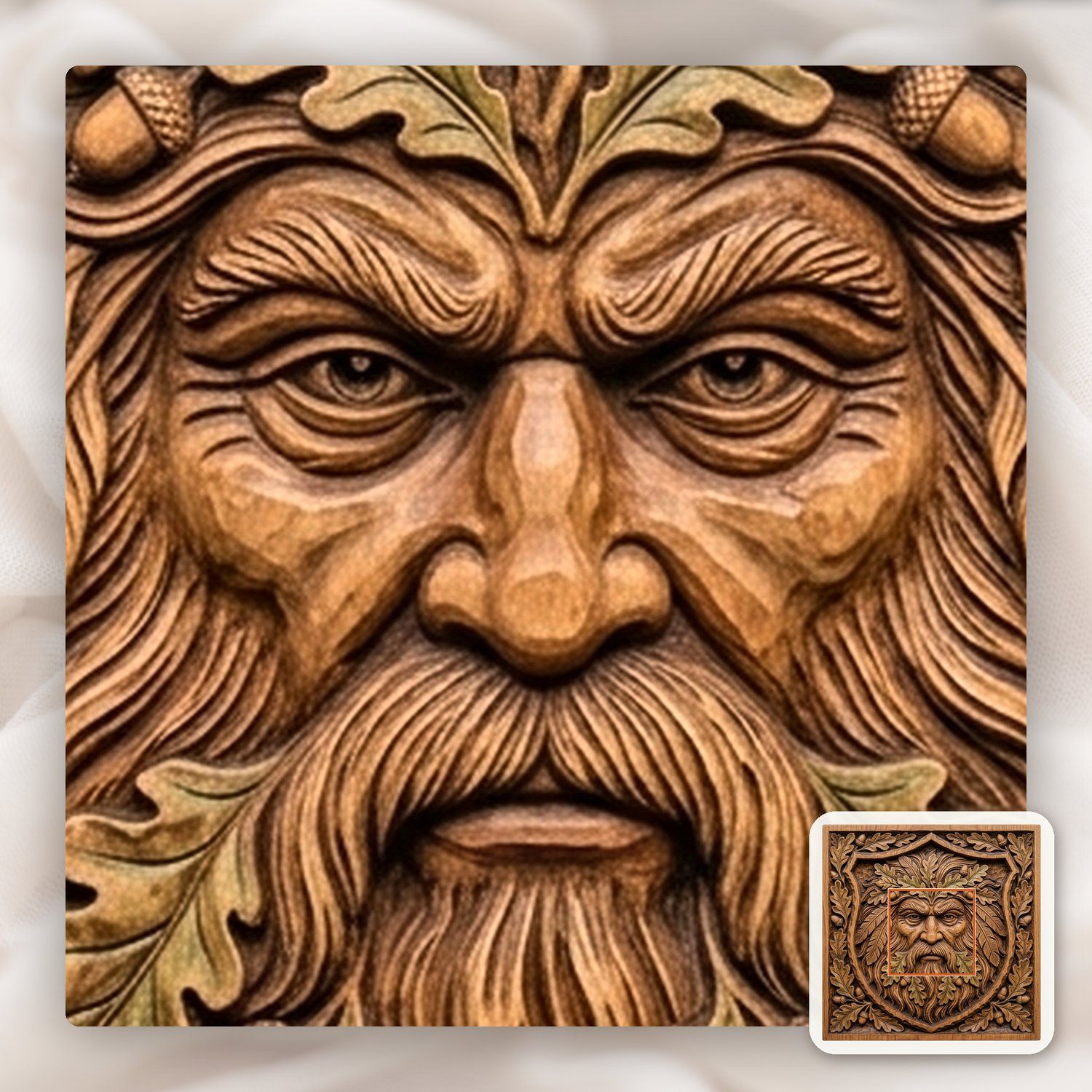Green Man Forest Spirit Shield CNC Relief STL bas-relief STL — view 10