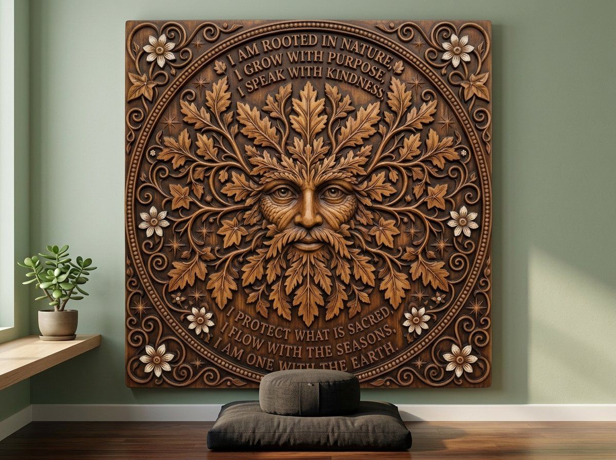Green Man Forest Spirit Wisdom CNC Relief STL bas-relief STL — view 14