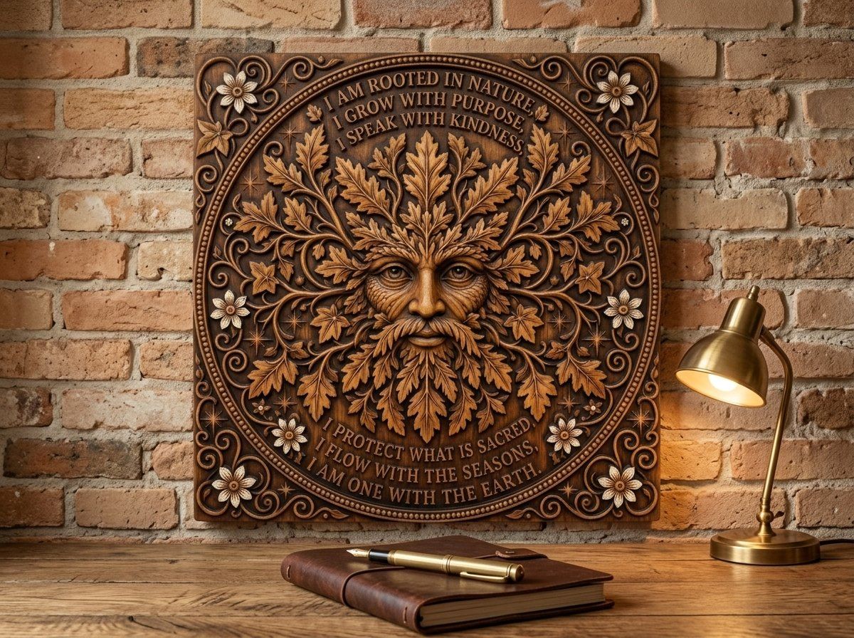 Green Man Forest Spirit Wisdom CNC Relief STL bas-relief STL — view 15
