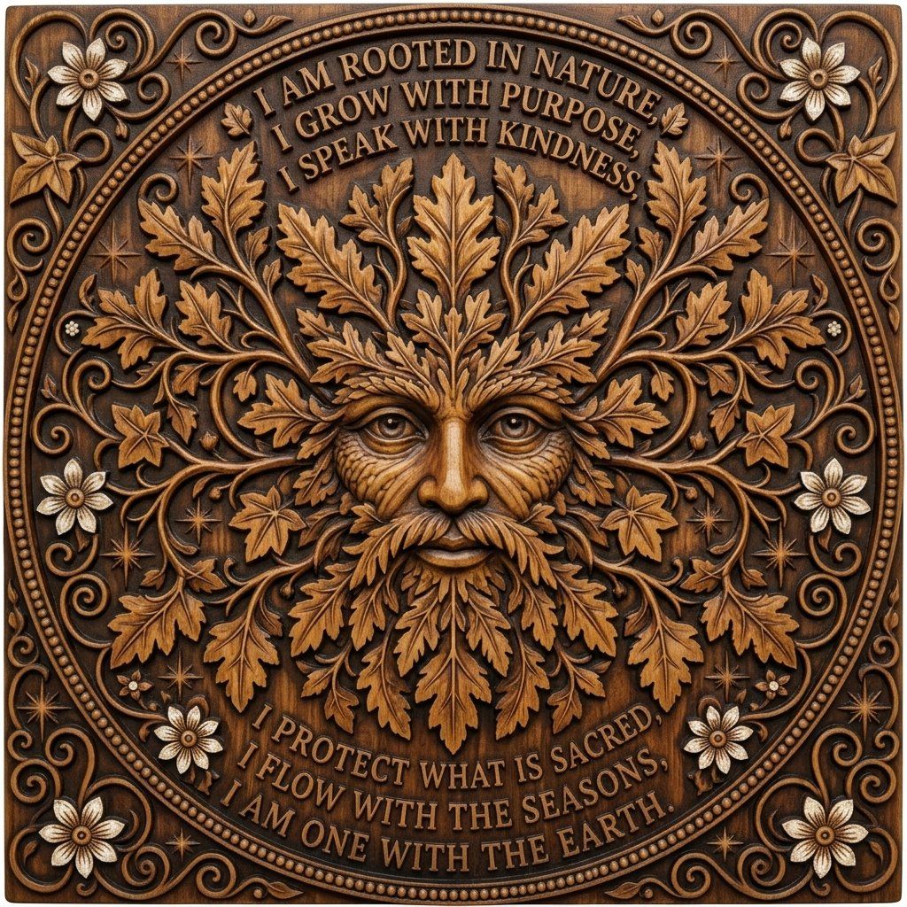 Green Man Forest Spirit Wisdom CNC Relief STL bas-relief STL — view 4
