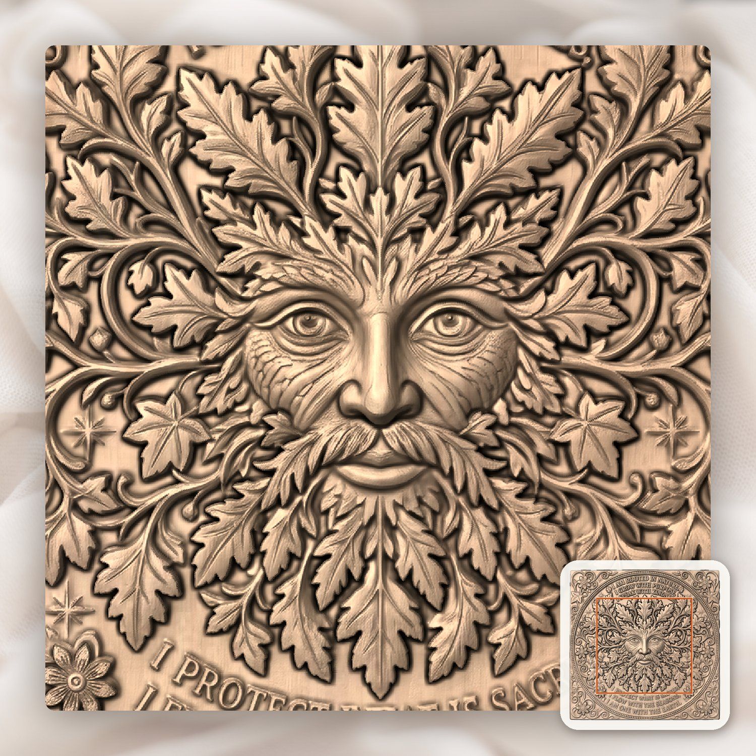 Green Man Forest Spirit Wisdom CNC Relief STL bas-relief STL — view 7