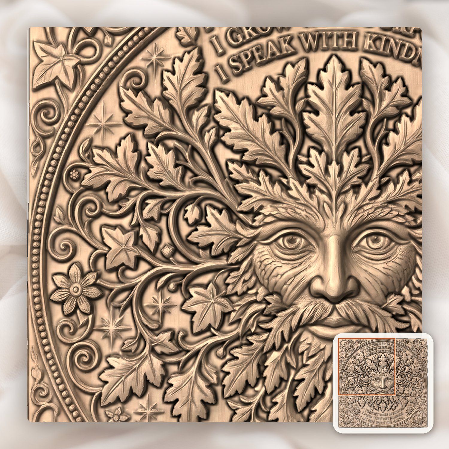 Green Man Forest Spirit Wisdom CNC Relief STL bas-relief STL — view 10