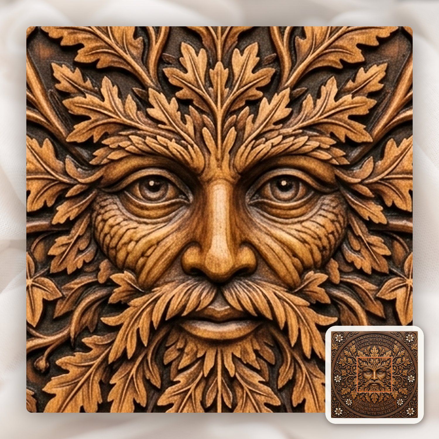 Green Man Forest Spirit Wisdom CNC Relief STL bas-relief STL — view 11