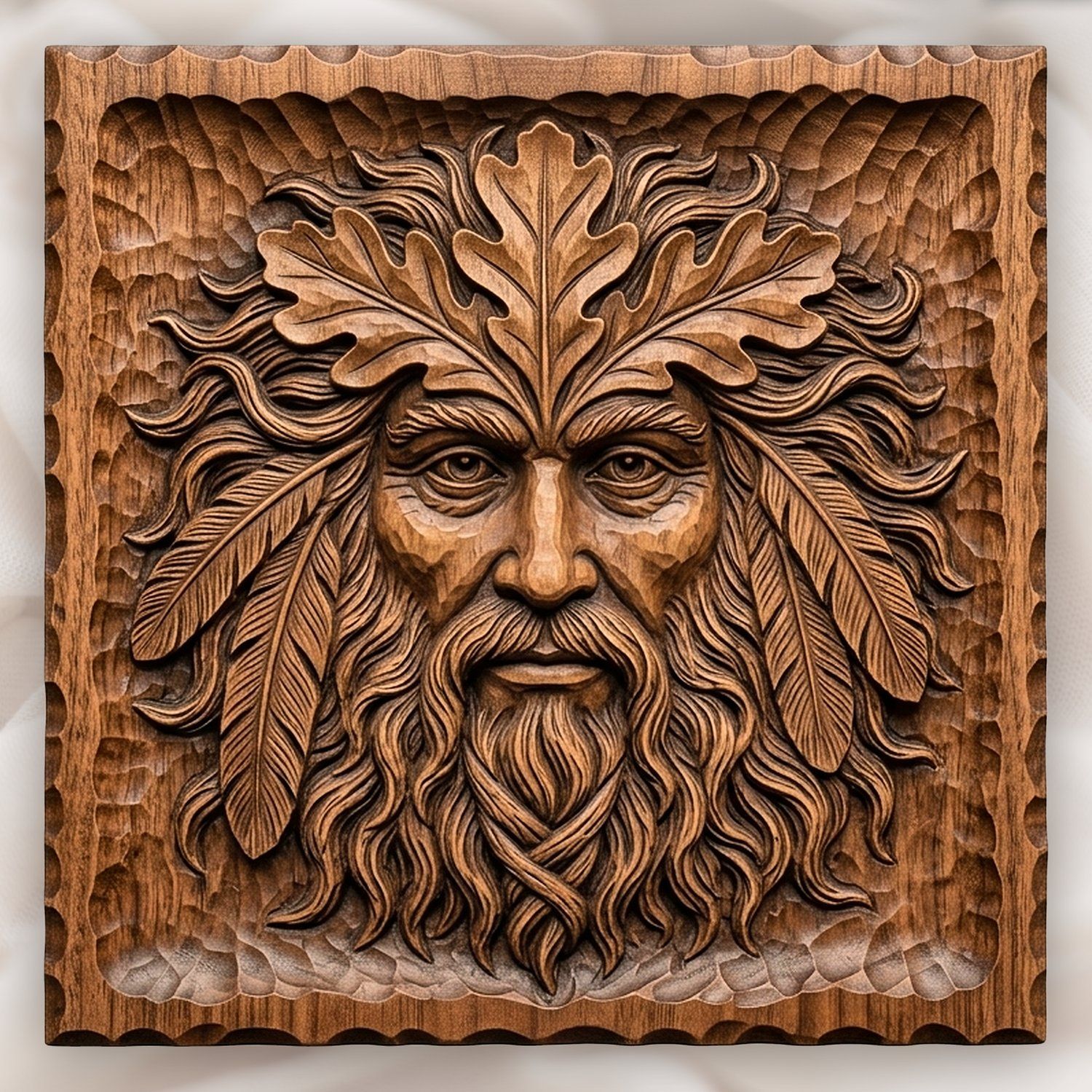 Green Man Forest Spirit Wood Panel CNC Relief STL bas-relief STL design