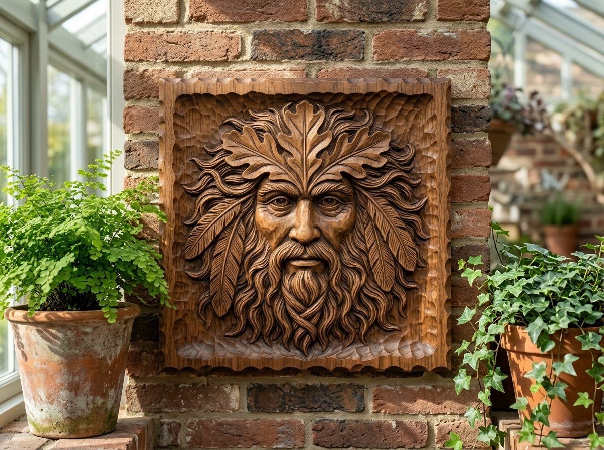Green Man Forest Spirit Wood Panel CNC Relief STL bas-relief STL — view 13