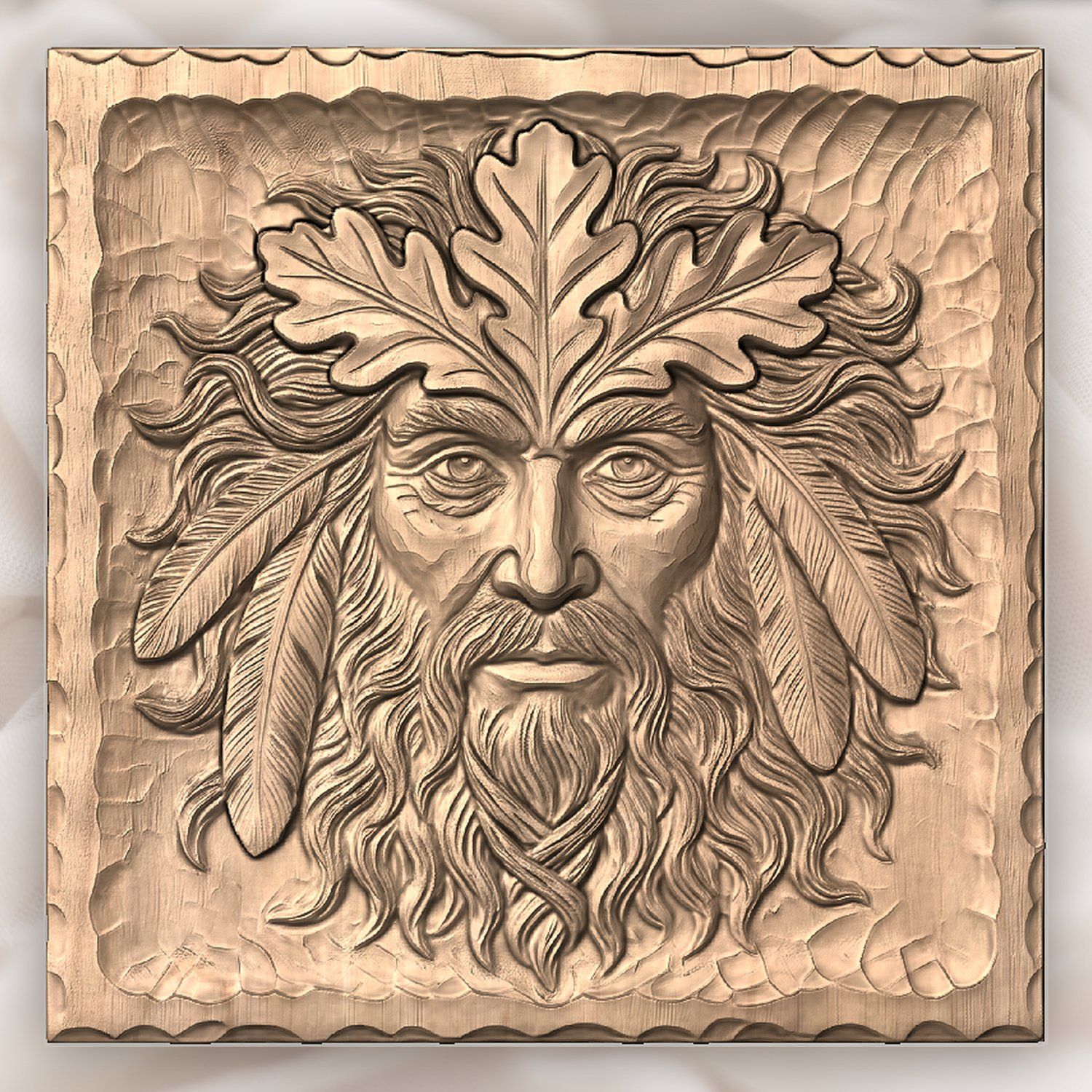Green Man Forest Spirit Wood Panel CNC Relief STL bas-relief STL — view 4