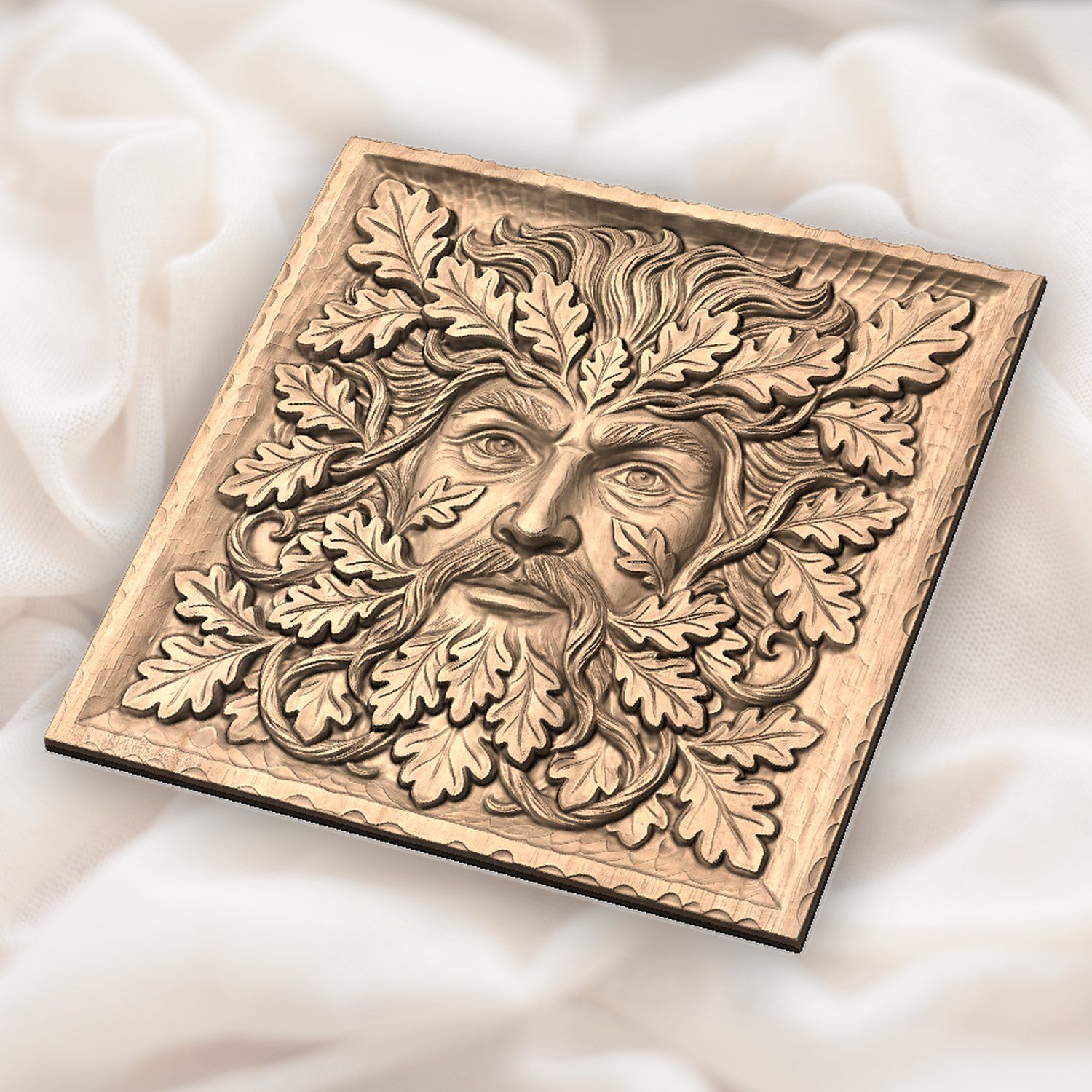 Green Man Oak Leaf Face CNC Relief STL bas-relief STL — view 5