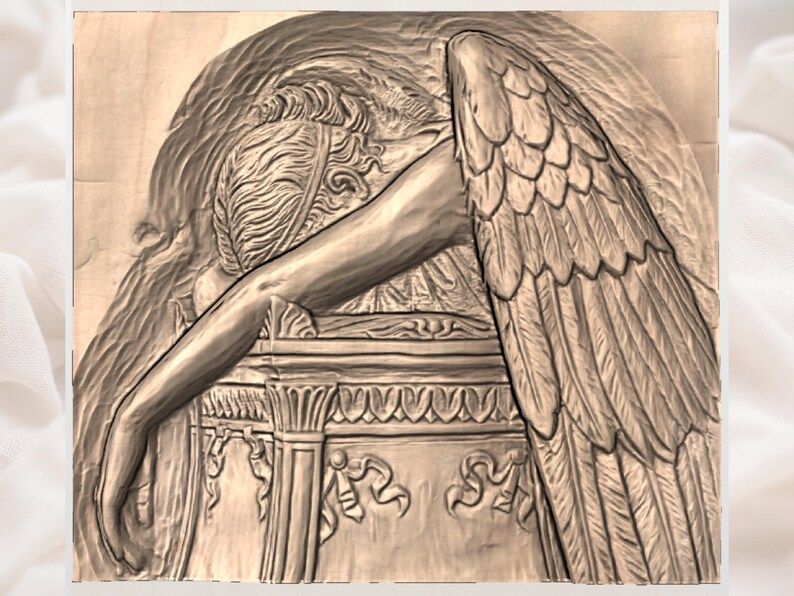 Grieving Angel of Grief Bas-Relief STL for CNC Carving bas-relief STL — view 2