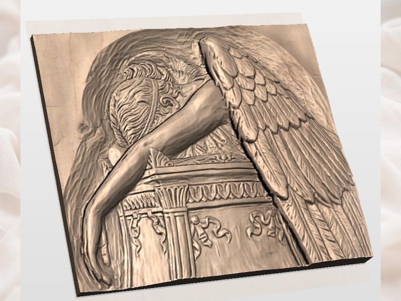 Grieving Angel of Grief Bas-Relief STL for CNC Carving bas-relief STL — view 3