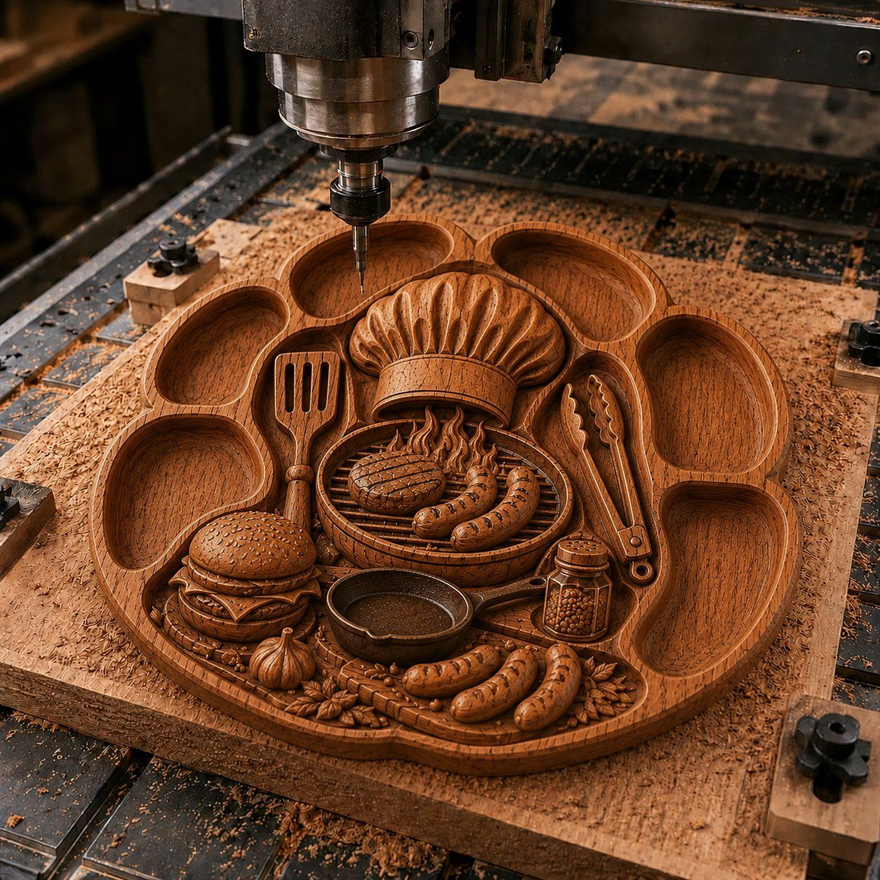 Grill Master Culinary Wall Art bas-relief STL — view 3