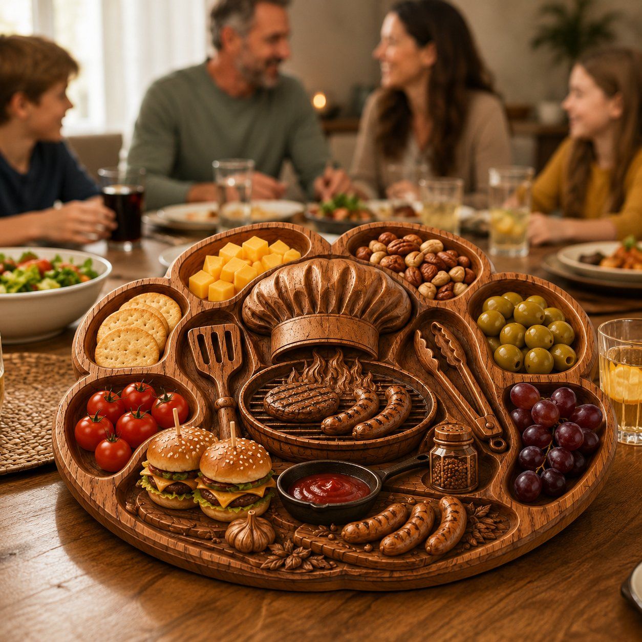 Grill Master Culinary Wall Art | BBQ Chef Wood Carving Panel | Rustic Kitchen Decorative Relief | Gourmet Cooking Centerpiece Art — carved bas relief STL file for CNC