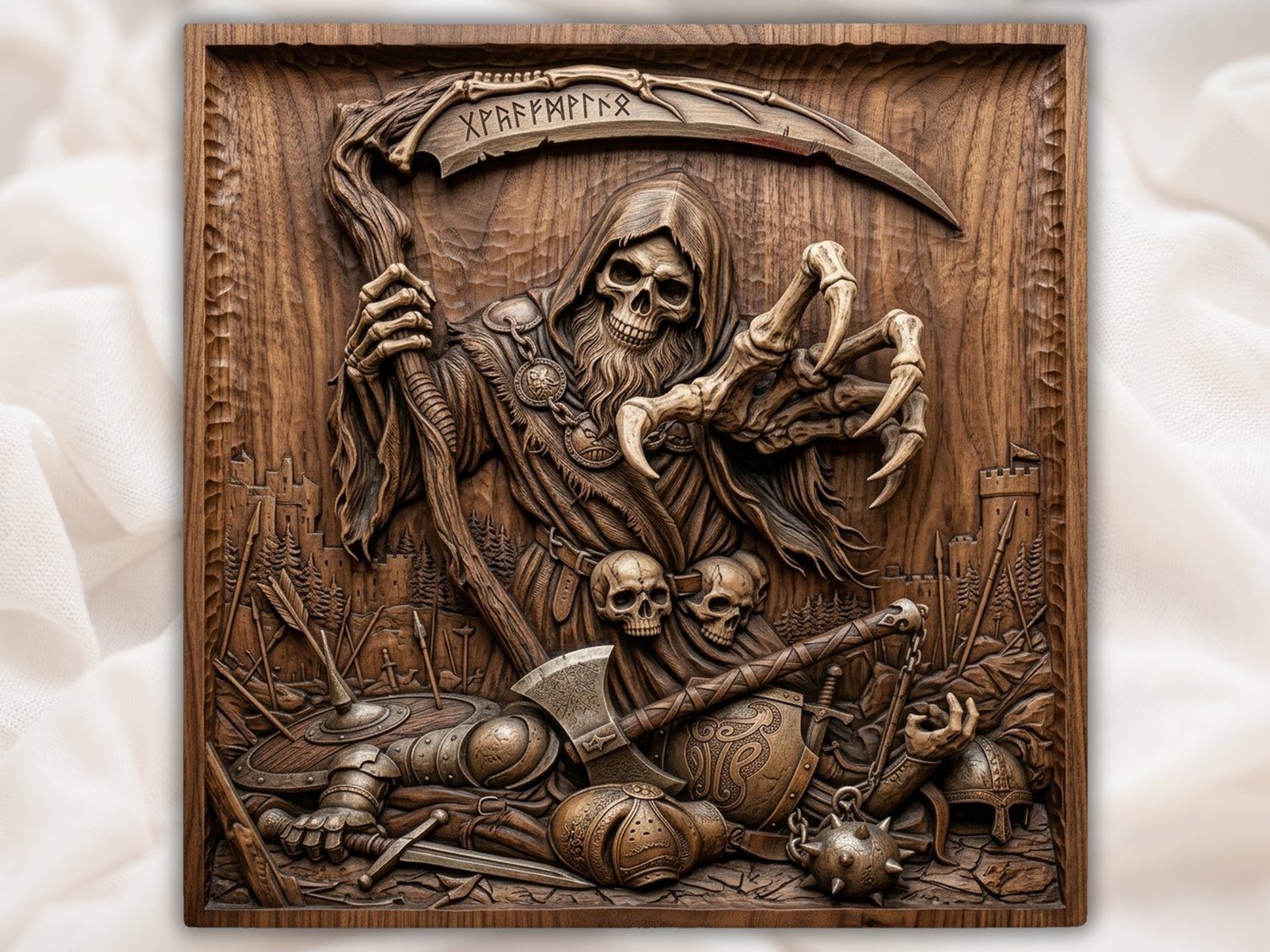 Grim Reaper Dark Warrior Battle Scene CNC Relief STL bas-relief STL — view 2