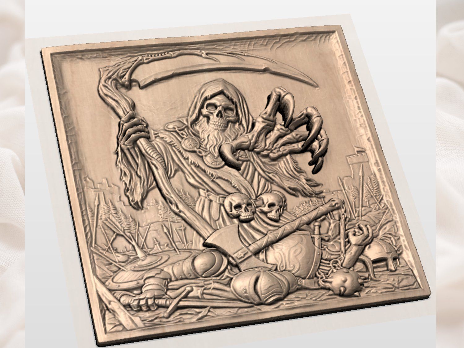 Grim Reaper Dark Warrior Battle Scene CNC Relief STL bas-relief STL — view 4