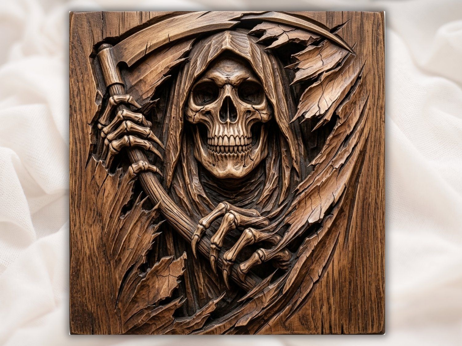 Grim Reaper Death Scythe Gothic Wood Art CNC Relief STL bas-relief STL — view 2
