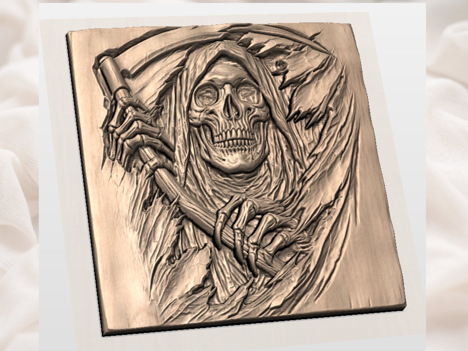 Grim Reaper Death Scythe Gothic Wood Art CNC Relief STL bas-relief STL — view 3