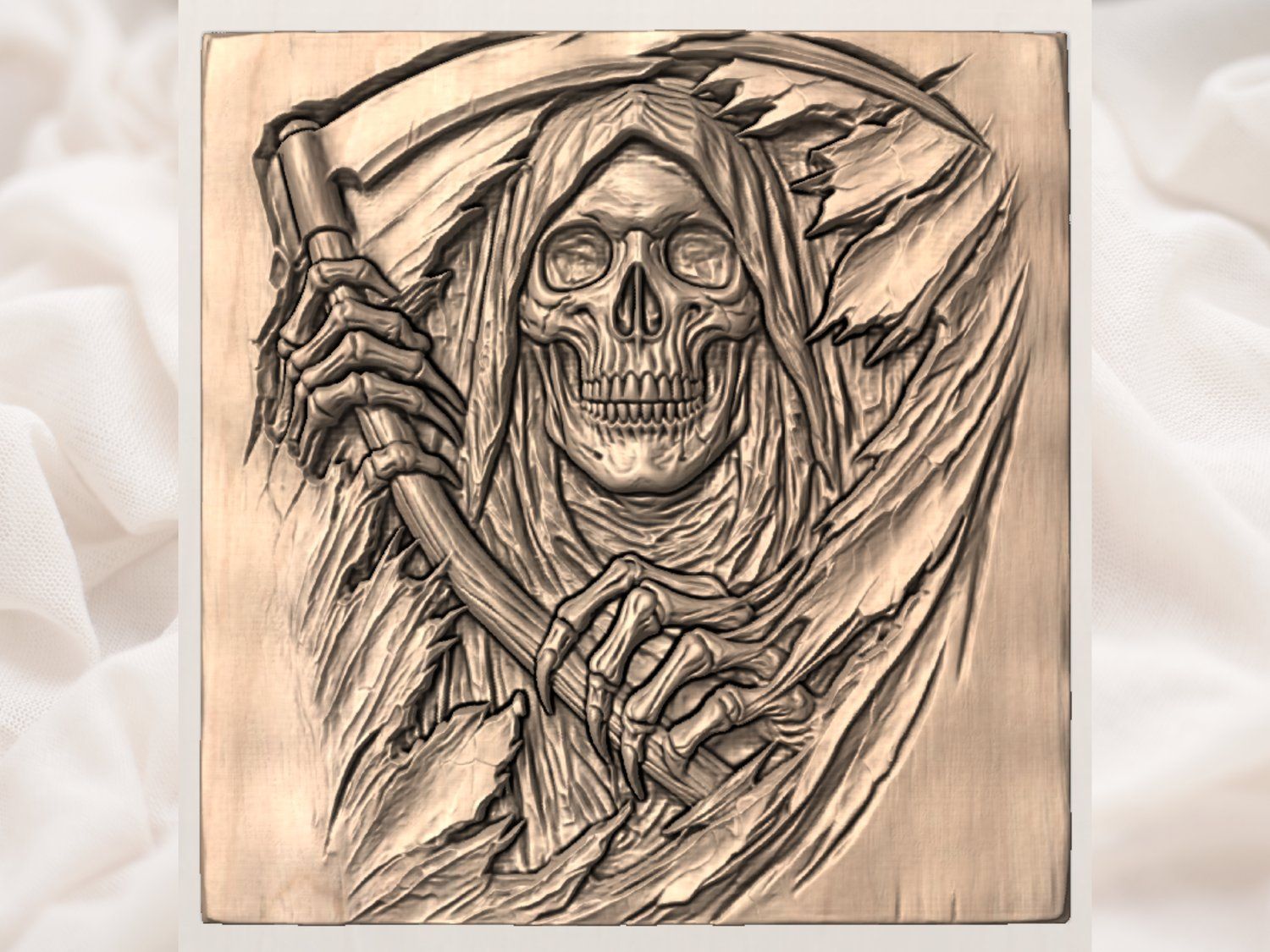 Grim Reaper Death Scythe Gothic Wood Art CNC Relief STL bas-relief STL — view 4