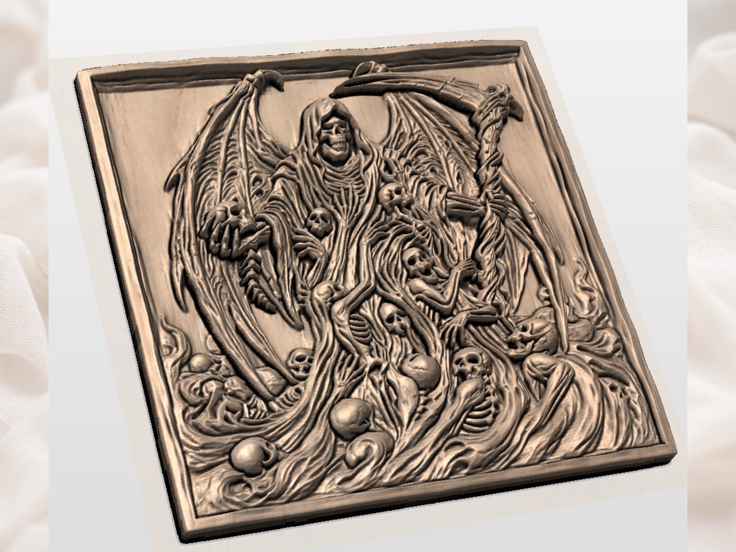 Grim Reaper Souls Harvesting Gothic Panel CNC Relief STL bas-relief STL — view 3