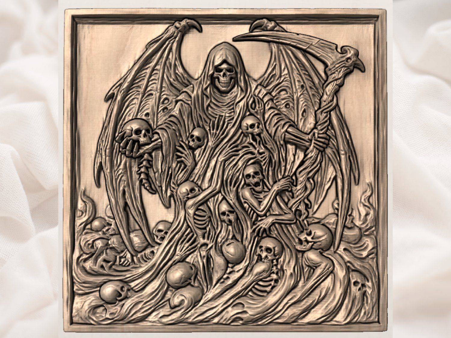 Grim Reaper Souls Harvesting Gothic Panel CNC Relief STL bas-relief STL — view 4