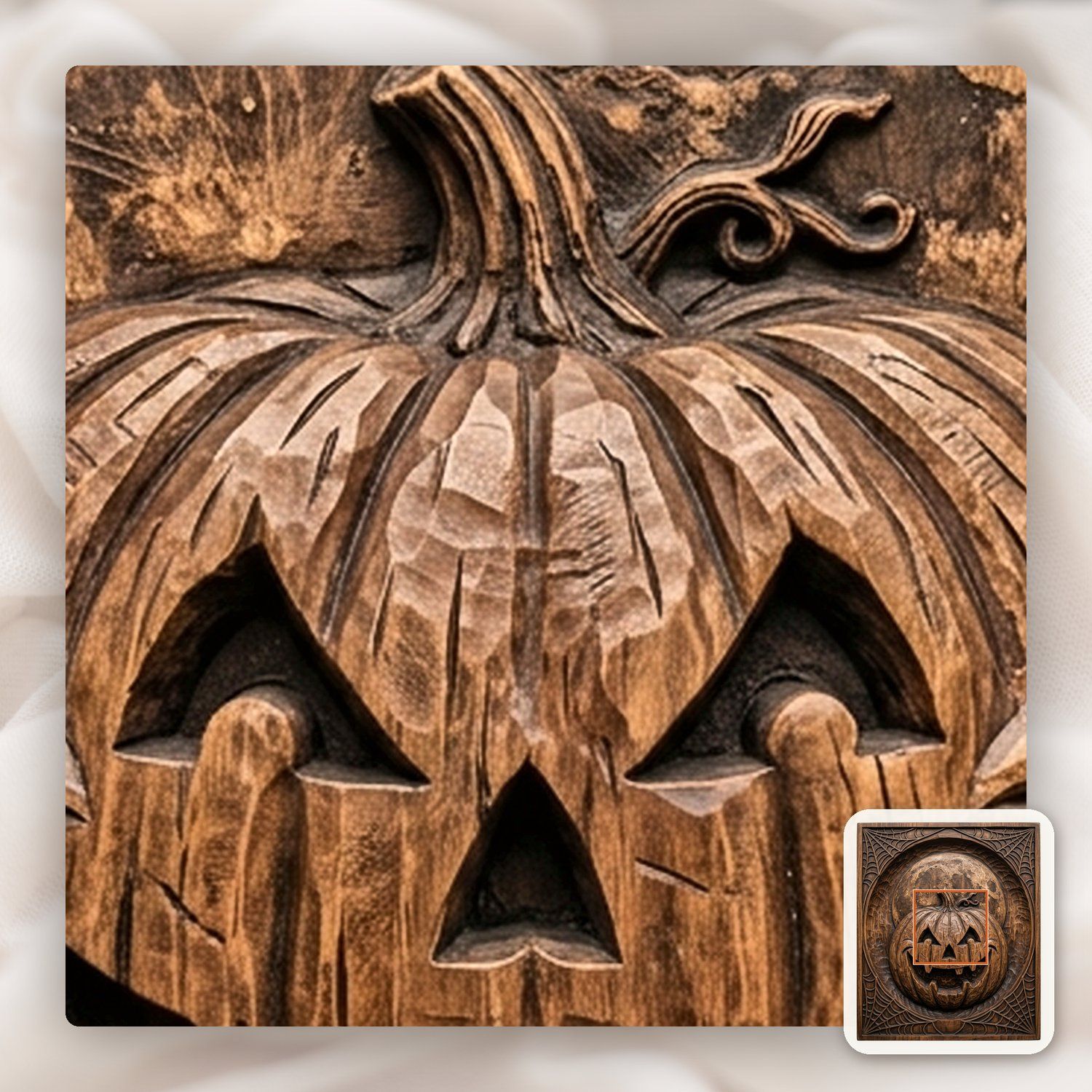 Grinning Jack-o-lantern Moon Halloween Panel CNC Relief STL bas-relief STL — view 11