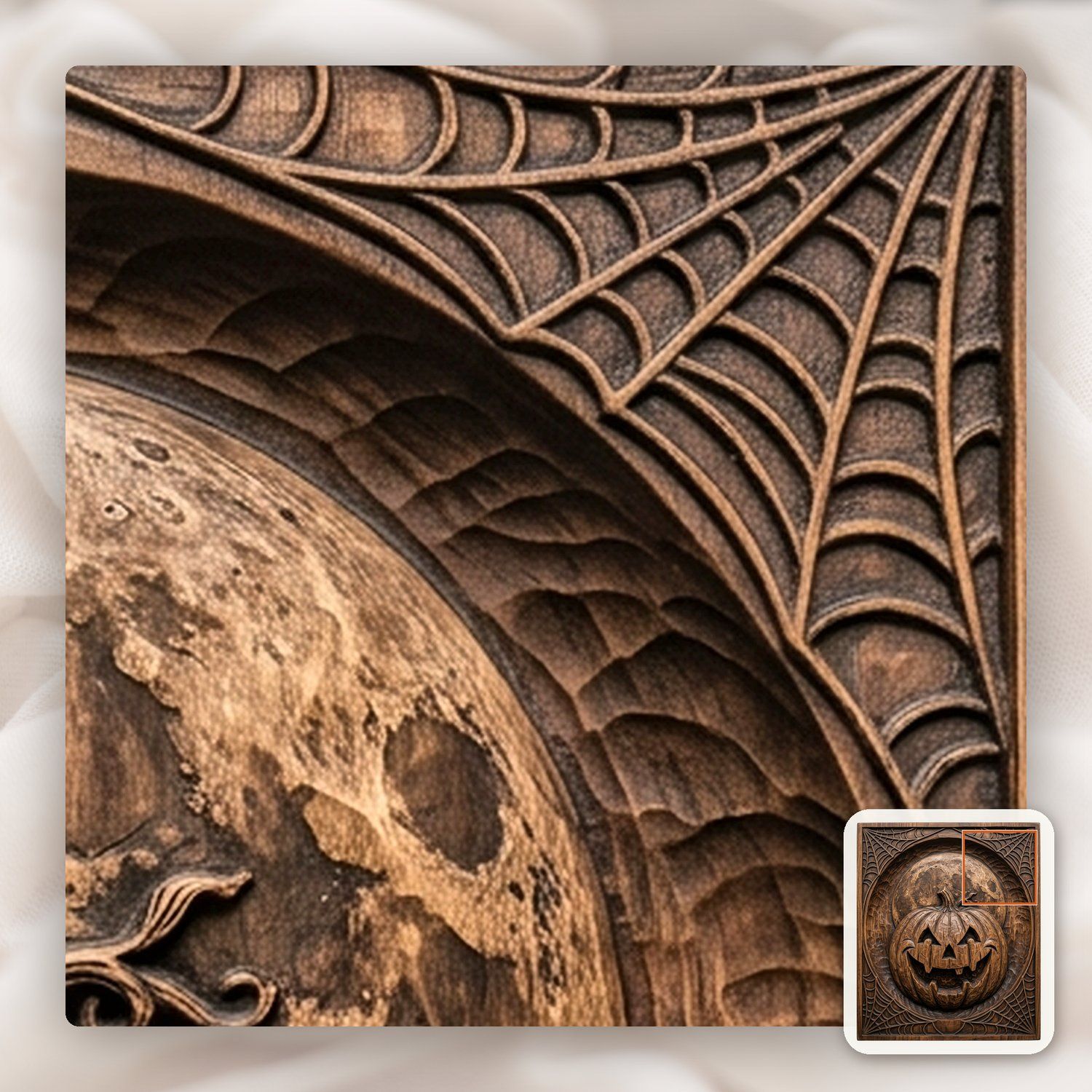 Grinning Jack-o-lantern Moon Halloween Panel CNC Relief STL bas-relief STL — view 12