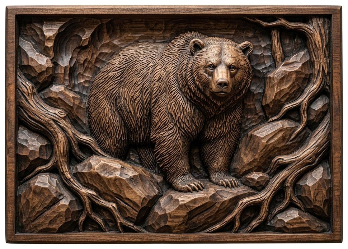 Grizzly Bear Mountain CNC Relief STL bas-relief STL — view 4