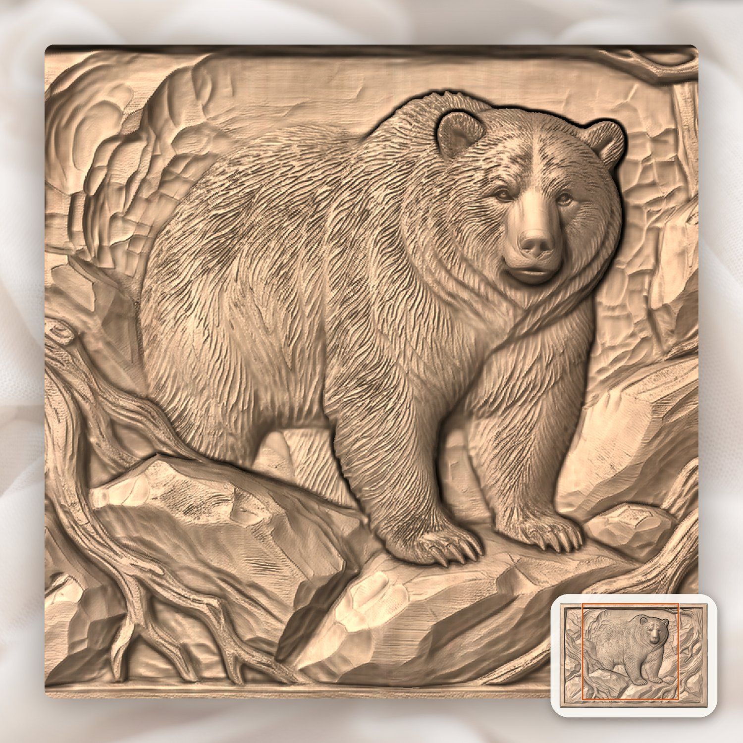 Grizzly Bear Mountain CNC Relief STL bas-relief STL — view 7