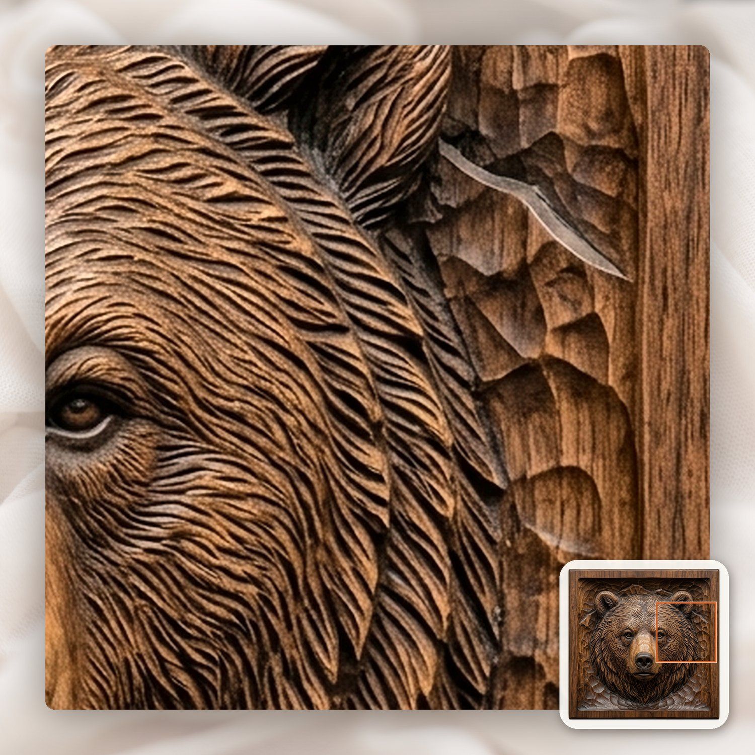 Grizzly Bear Mountain Portrait CNC Relief STL bas-relief STL — view 12