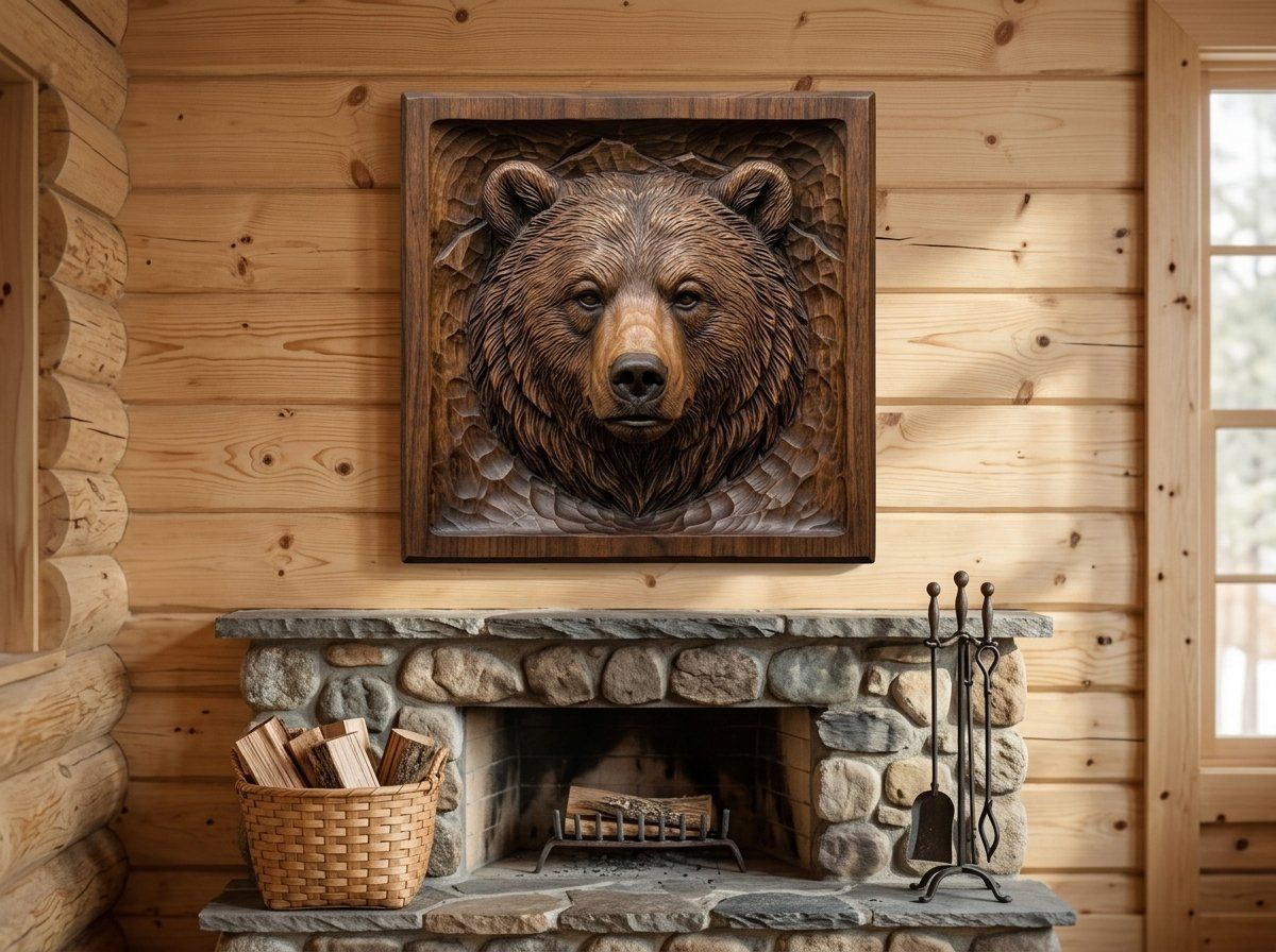 Grizzly Bear Mountain Portrait CNC Relief STL bas-relief STL — view 13