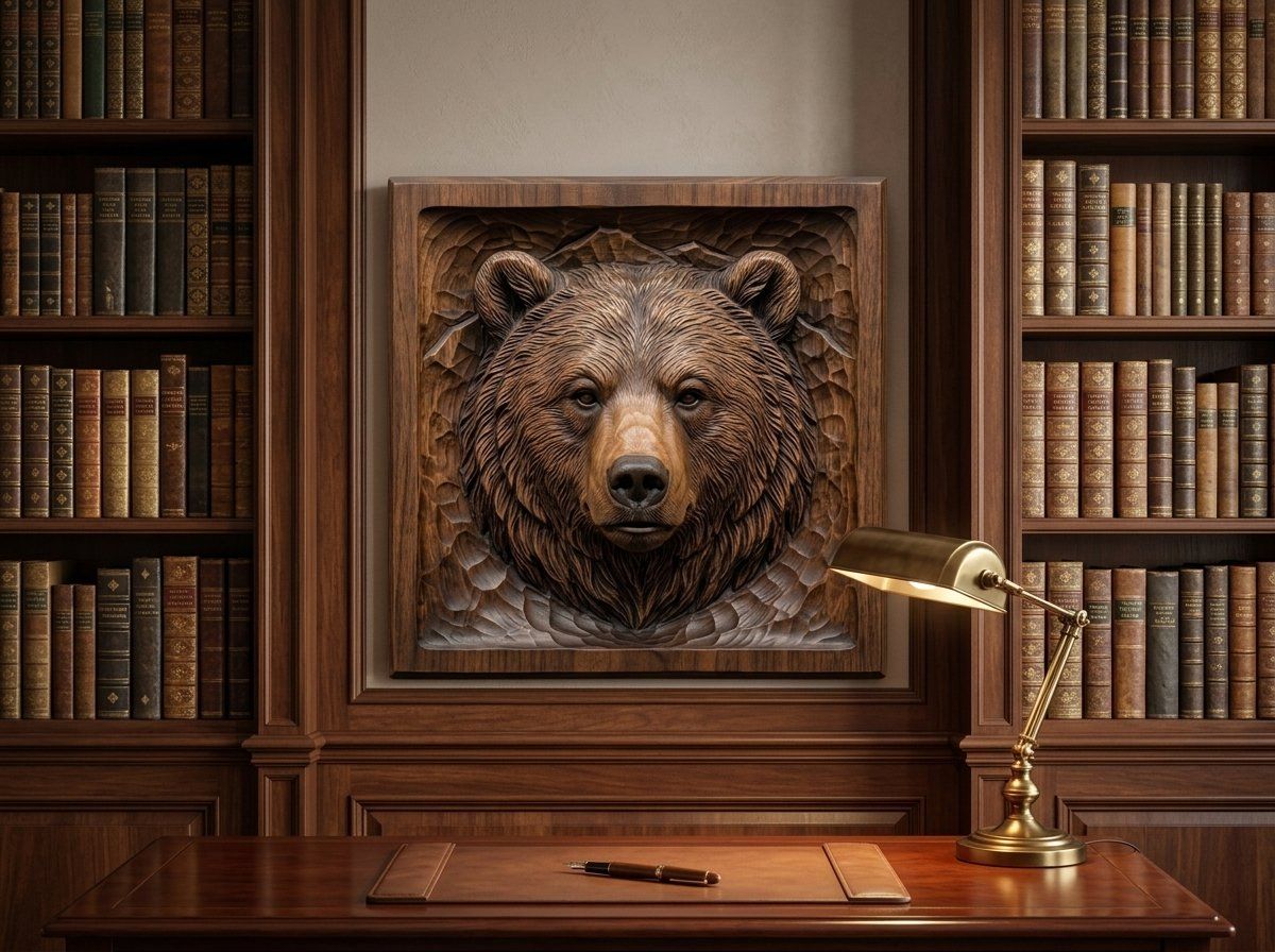 Grizzly Bear Mountain Portrait CNC Relief STL bas-relief STL — view 14