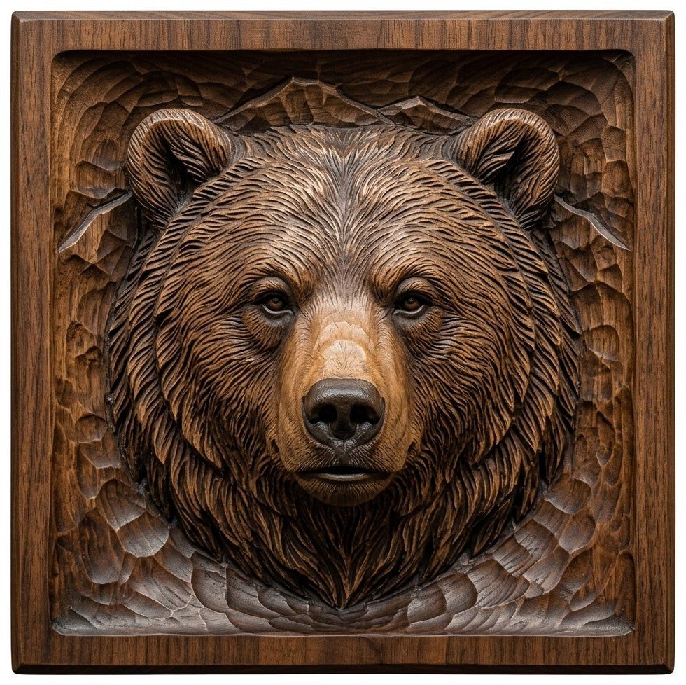 Grizzly Bear Mountain Portrait CNC Relief STL bas-relief STL — view 4