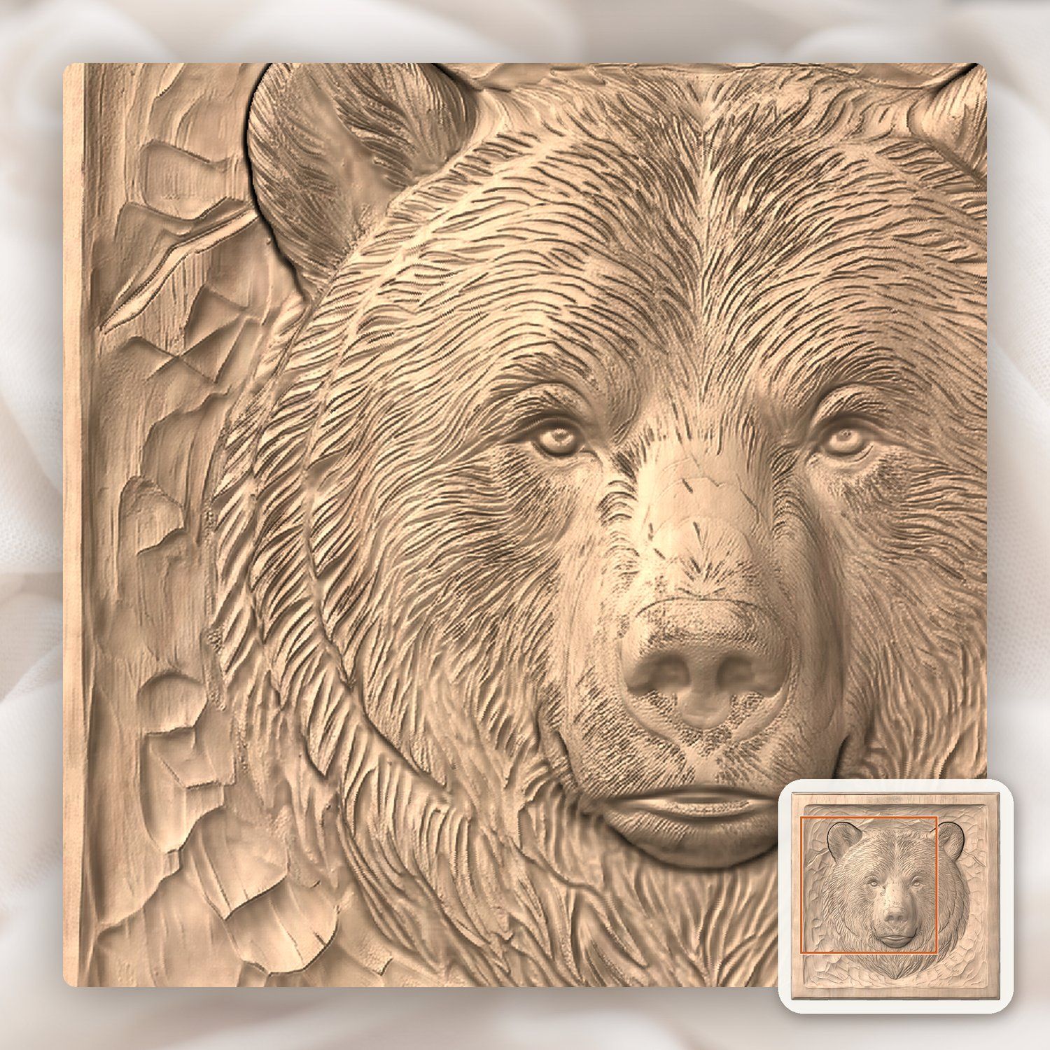Grizzly Bear Mountain Portrait CNC Relief STL bas-relief STL — view 7