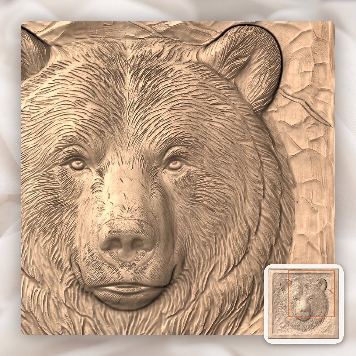 Grizzly Bear Mountain Portrait CNC Relief STL bas-relief STL — view 8