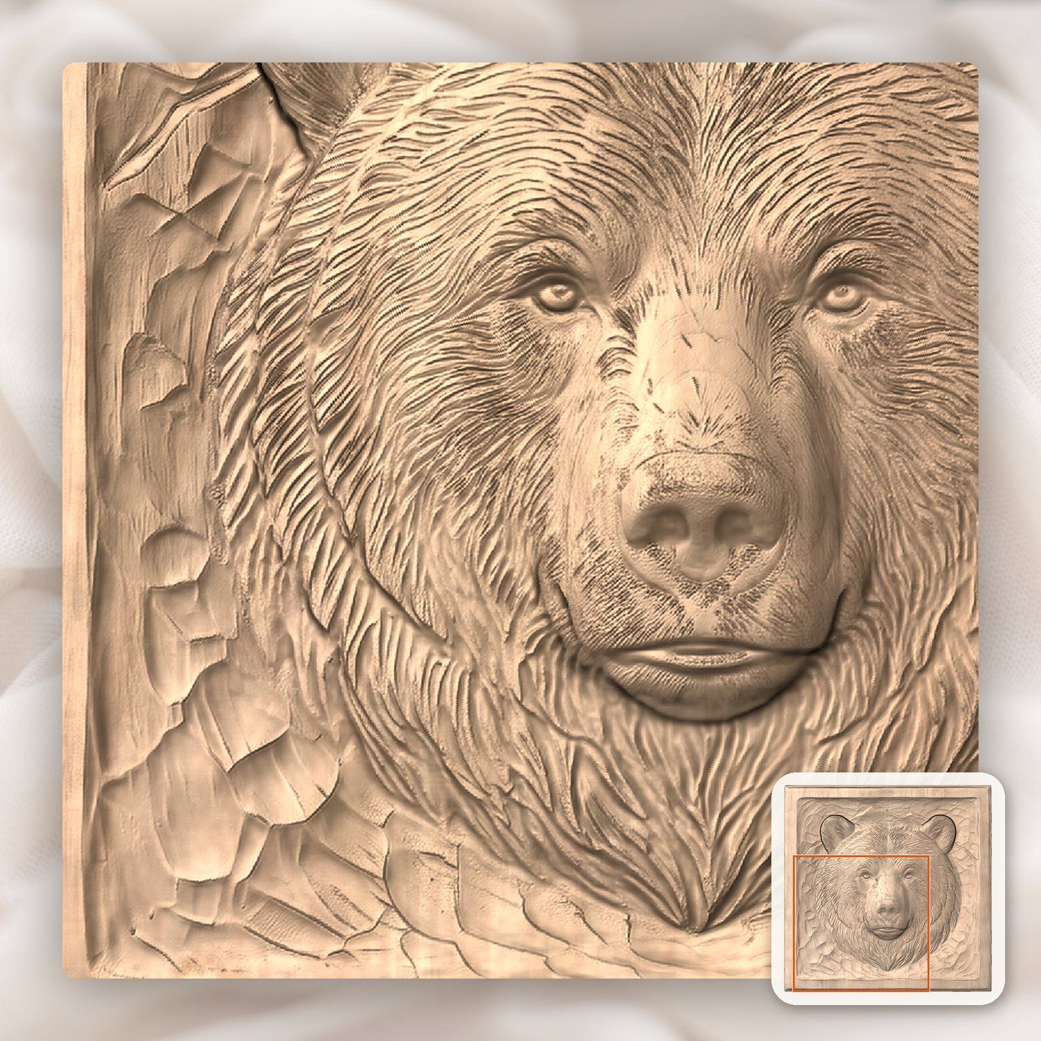 Grizzly Bear Mountain Portrait CNC Relief STL bas-relief STL — view 9