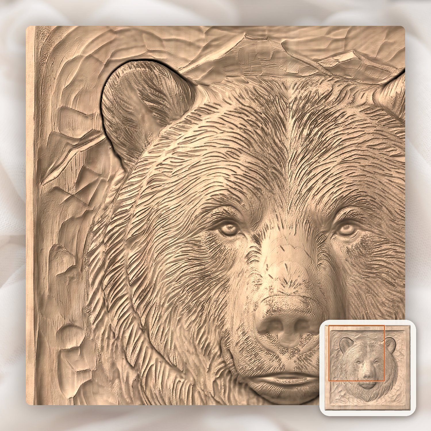 Grizzly Bear Mountain Portrait CNC Relief STL bas-relief STL — view 10