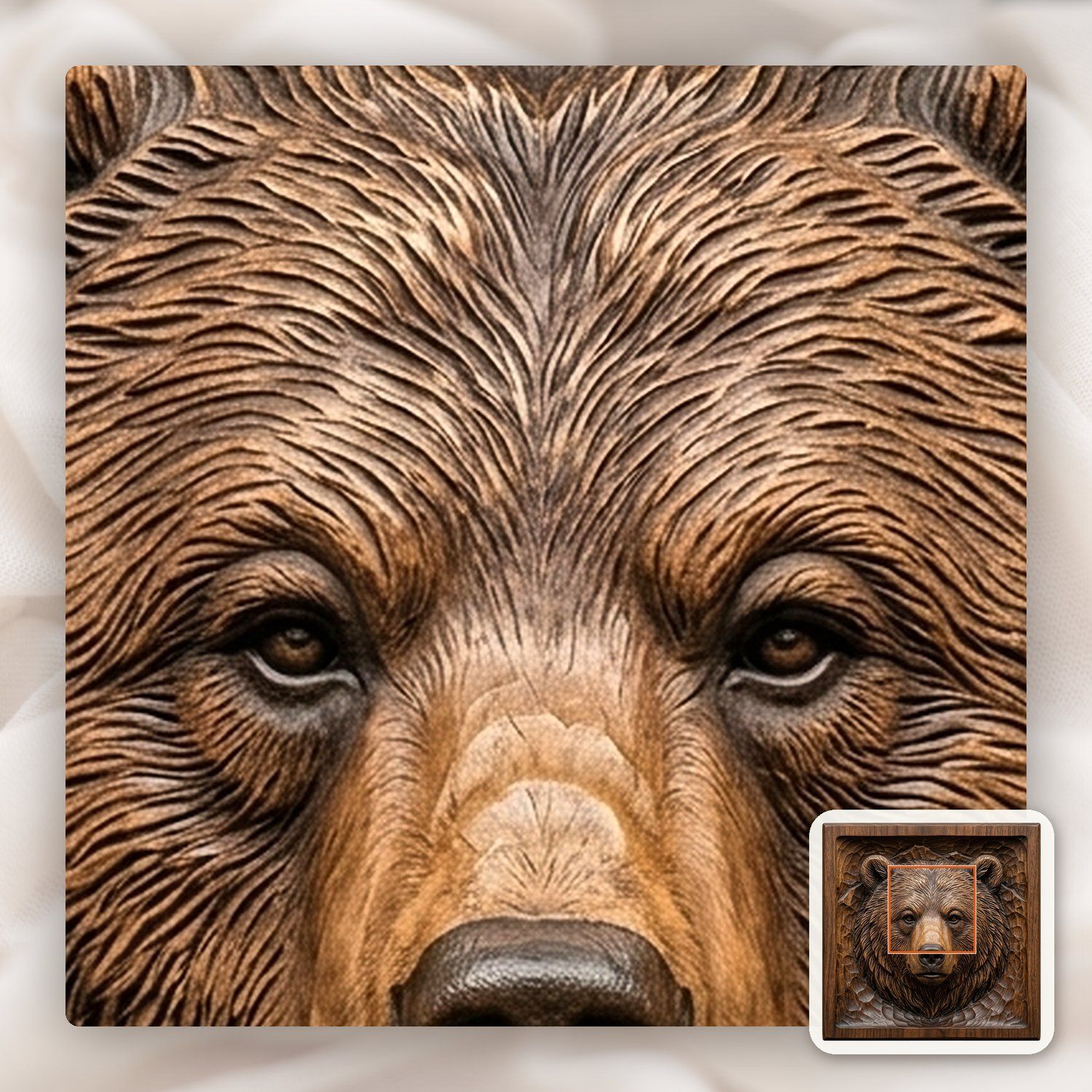 Grizzly Bear Mountain Portrait CNC Relief STL bas-relief STL — view 11