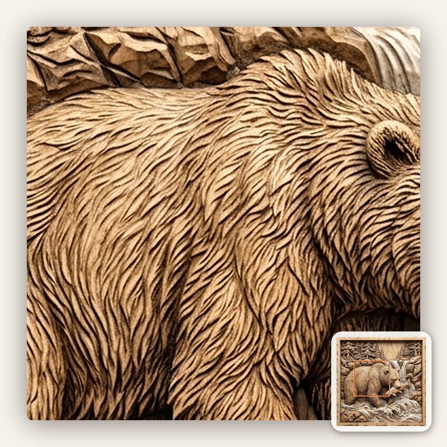 Grizzly Bear Salmon CNC Relief STL bas-relief STL — view 10