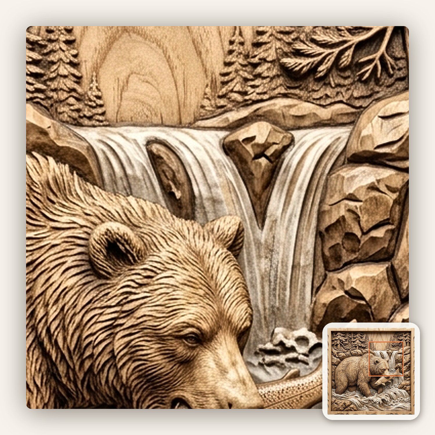 Grizzly Bear Salmon CNC Relief STL bas-relief STL — view 11