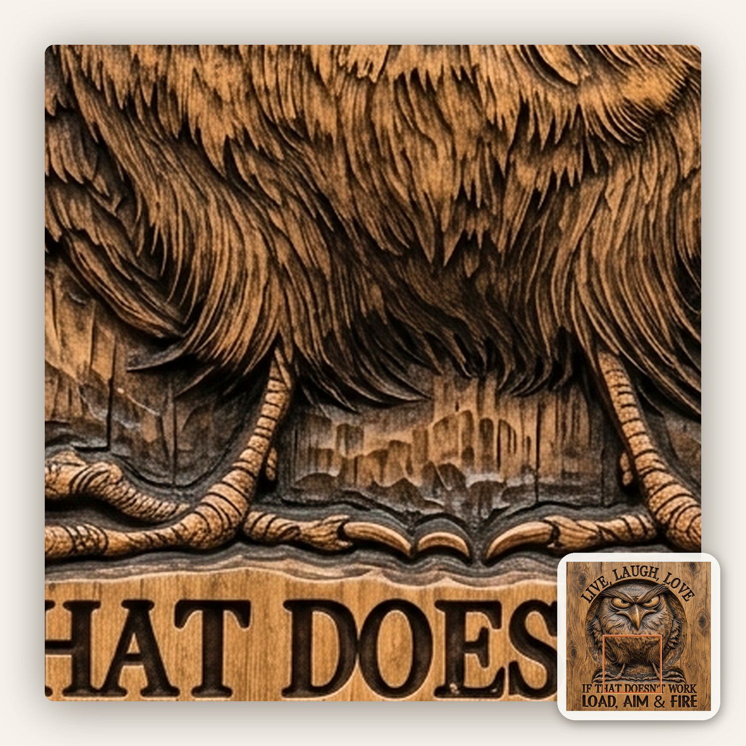 Grumpy Owl Funny Quote CNC Relief STL bas-relief STL — view 12