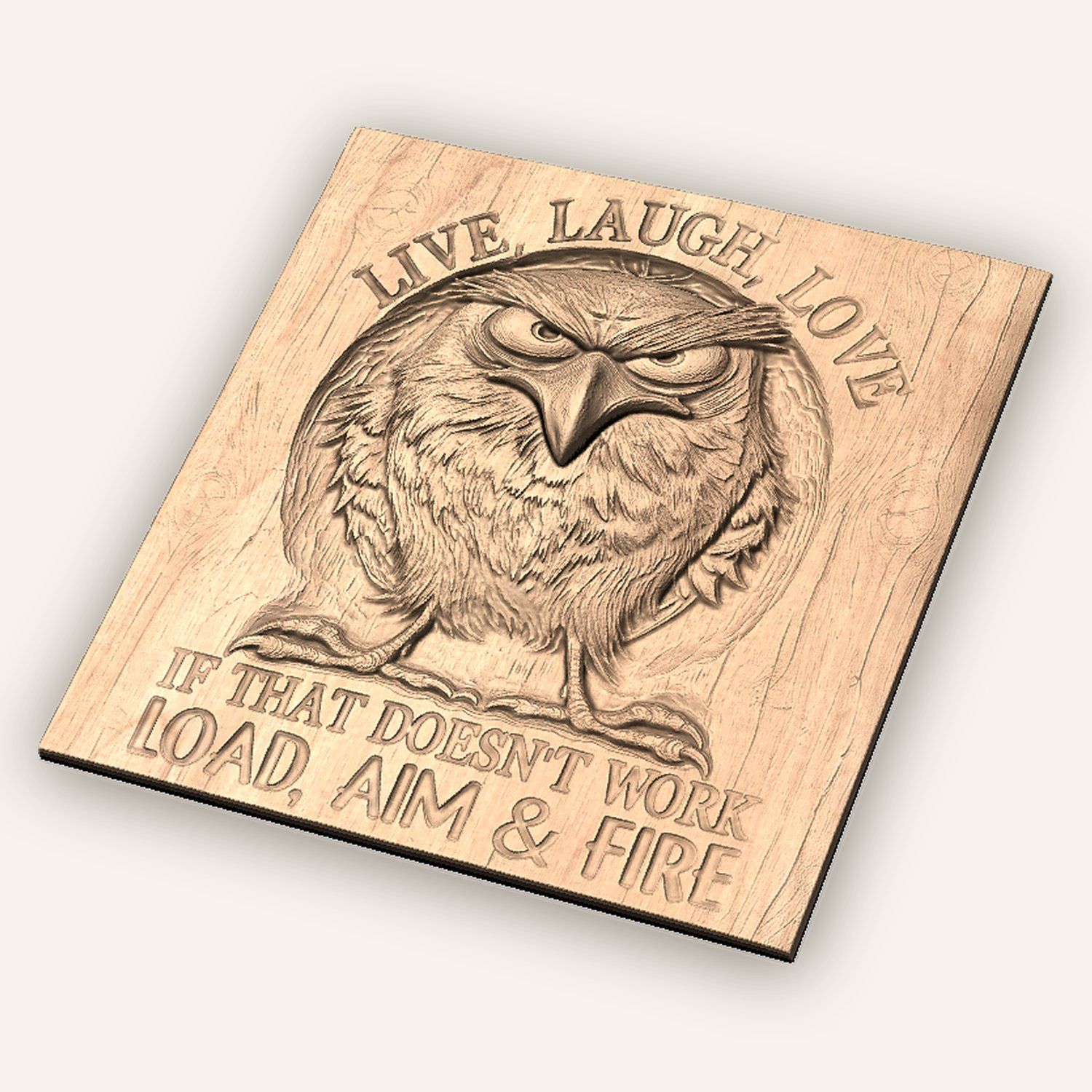 Grumpy Owl Funny Quote CNC Relief STL bas-relief STL — view 5